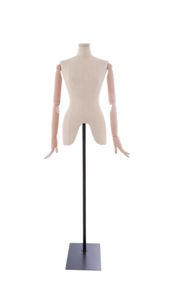Busto donna in lino con braccia legno e tunnel