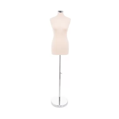 Busto donna in tessuto Avorio con base cromata
