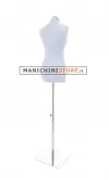 Busto donna in tessuto Grigio Perlato con base inox cromata