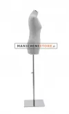 Busto donna in tessuto argento con base inox cromata