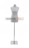 Busto donna in tessuto argento con base inox cromata