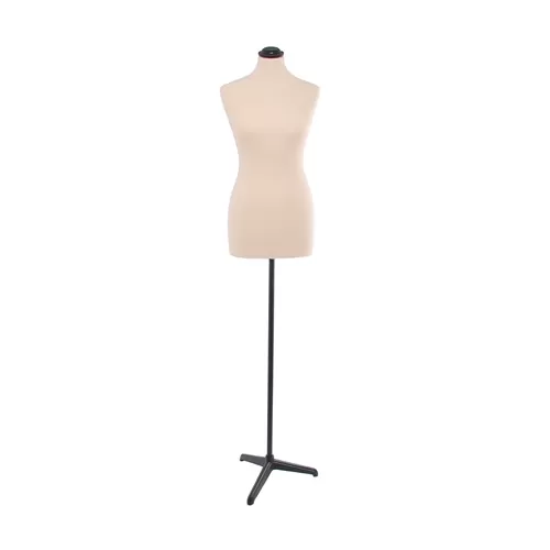 Busto donna tessuto Avorio con base treppiede nera