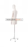 Busto donna in tessuto con braccia in legno e base cromata