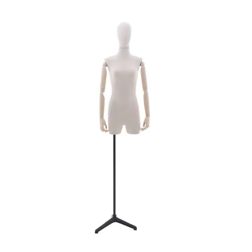 Busto donna in tessuto con braccia in legno e mezze gambe - fine serie