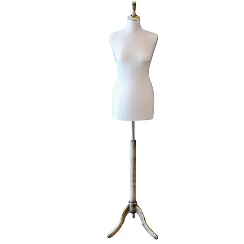 Busto donna in tessuto Grigio Perlato con treppiede Vintage