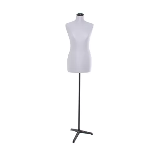 Busto donna tessuto Grigio Perlato con base treppiede nera