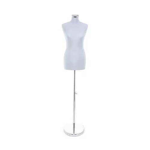 Busto donna in tessuto Grigio Perlato con base cromata