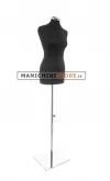 Busto donna in tessuto Nero con base inox cromata