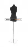 Busto donna in tessuto Nero con base inox cromata