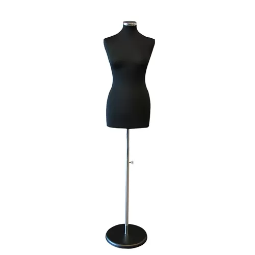 Busto donna in tessuto Nero con base tonda Nera
