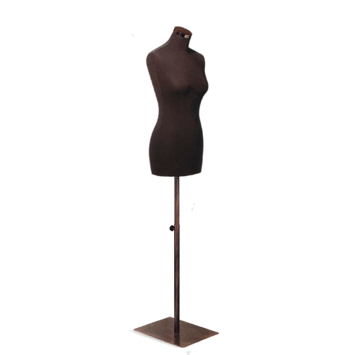 Busto donna in tessuto Testa di Moro con base quadra in metallo Vintage