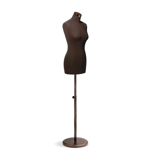 Busto donna in tessuto Testa di Moro con base tonda in metallo Vintage