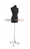 Busto donna tessuto nero con base Taylor grigio chiaro