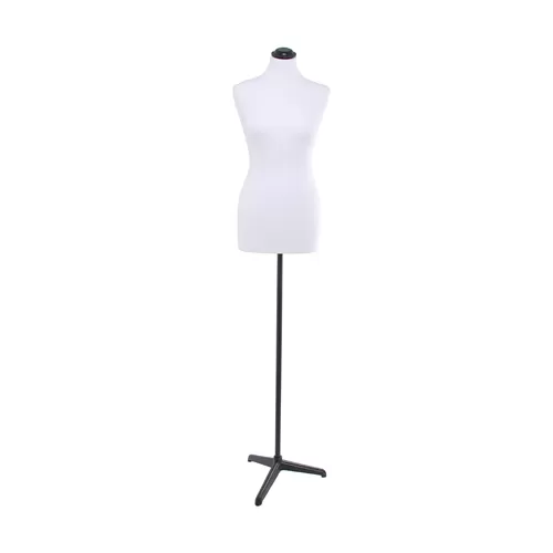 Busto donna tessuto bianco con base treppiede nera