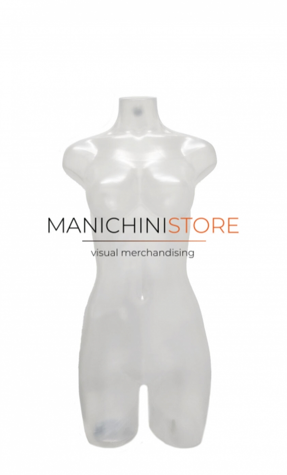 Busto manichino donna trasparente opale 