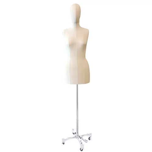 Busto donna vintage con testa e base cromata