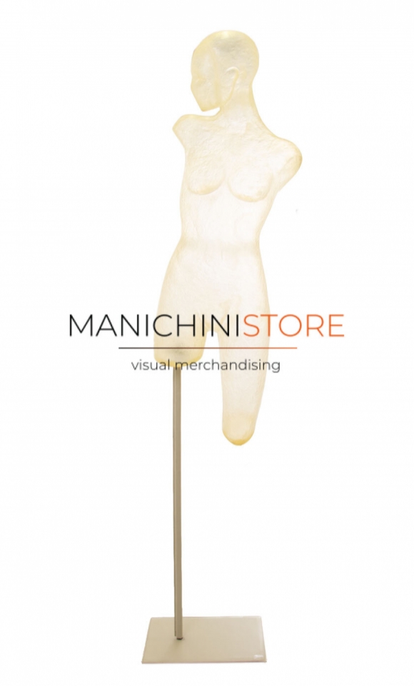 Busto donna con testa in resina naturale trasparente - con imperfezioni 