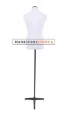 Busto uomo in tessuto bianco con base treppiede nera
