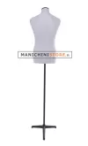 Busto uomo tessuto Grigio Perlato con base treppiede nera