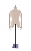 Linen male bust with wooden arms and head