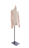 Linen male bust with wooden arms and head
