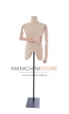 Linen male bust with wooden arms and head