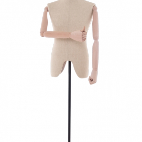 Linen male bust with wooden arms and head