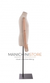 Linen male bust with wooden arms and head