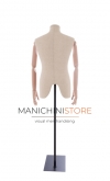 Linen male bust with wooden arms and head
