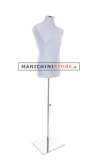 Busto uomo in tessuto Grigio Perlato con base inox cromata