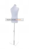 Busto uomo in tessuto Grigio Perlato con base inox cromata