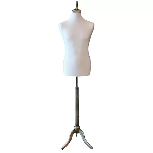 Busto uomo in tessuto Grigio Perlato con treppiede Vintage