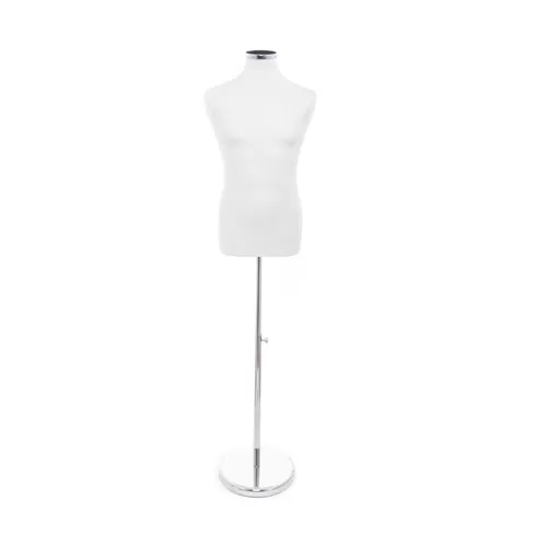 Busto uomo in tessuto Bianco con base cromata