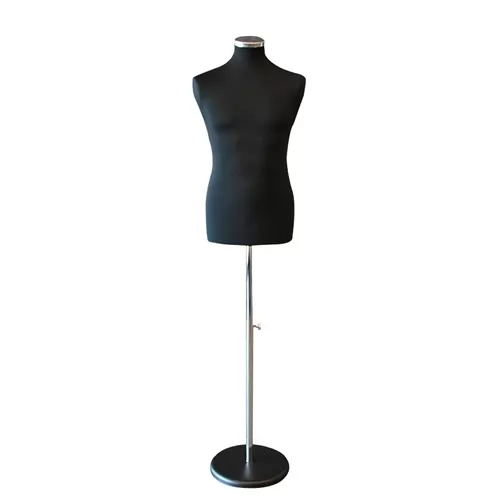 Busto uomo in tessuto Nero con base tonda Nera
