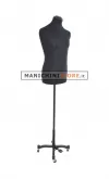 Busto uomo tessuto nero con base taylor nera