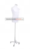 Busto uomo tessuto bianco con base Taylor grigio chiaro