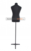 Black fabric male bust with black tripod base