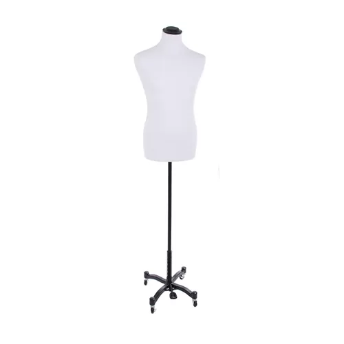 Busto uomo tessuto bianco con base taylor nera