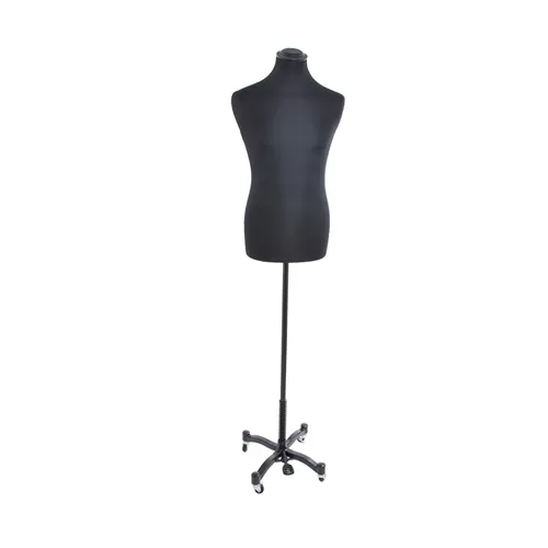 Busto uomo tessuto nero con base taylor nera