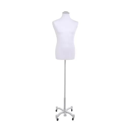 Busto uomo tessuto bianco con base Taylor grigio chiaro