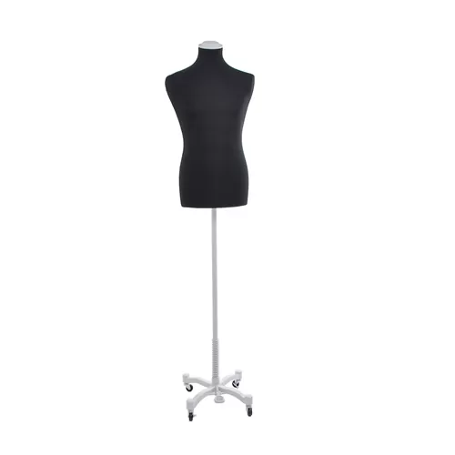Busto uomo tessuto nero con base Taylor grigio chiaro
