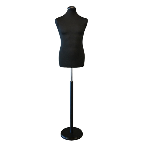 Busto uomo total black con base tonda