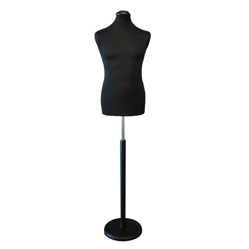 Busto uomo total black con base tonda