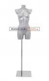 Busto manichino donna verniciato argento con base