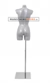Busto manichino donna verniciato argento con base