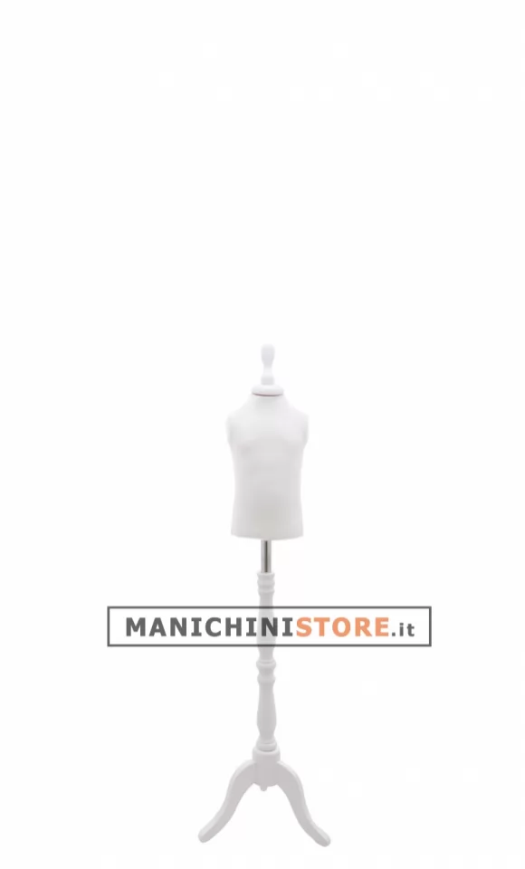 Busto bambino 1 anno con base treppiede barocco bianco