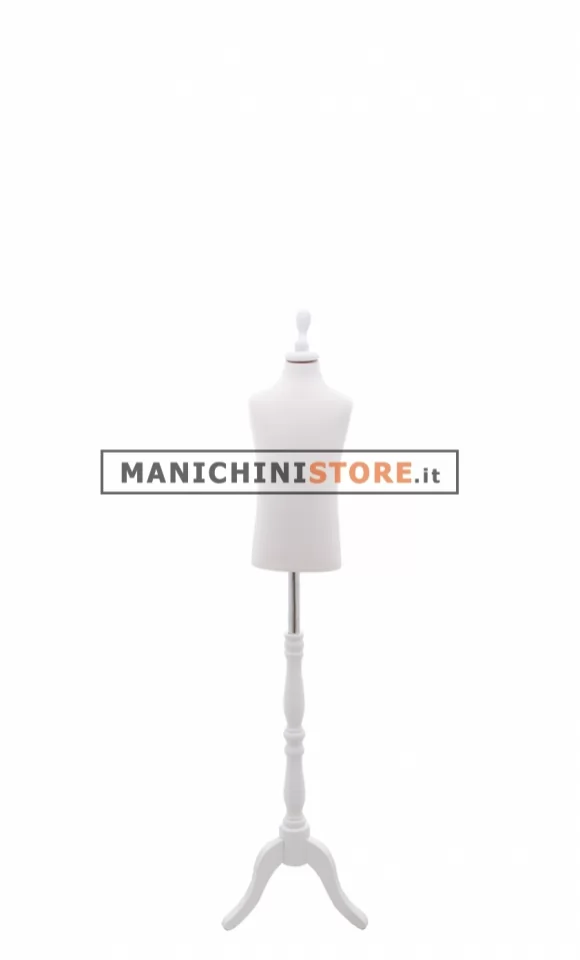 Busto bambino 3-4 anni con base treppiede barocco bianco