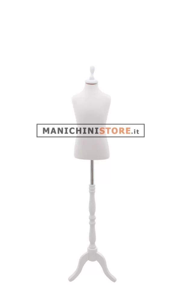 Busto bambino 6-8 anni con base treppiede barocco bianco