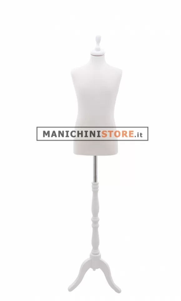 Busto bambino 10-12 anni con base treppiede barocco bianco