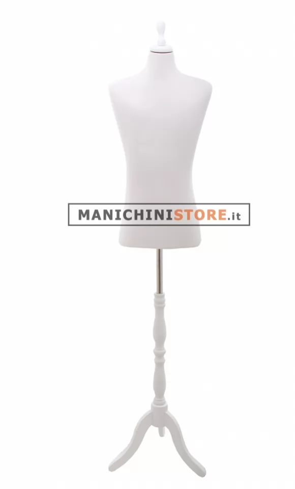 Busto bambino 13-14 anni con base treppiede barocco bianco